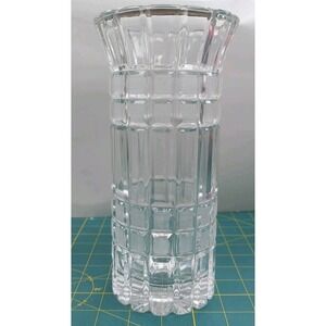 Flower Vase Round 9.5" Height 4.5" Diameter Clear Glass Heavy Duty